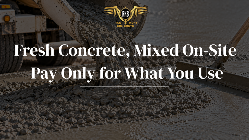 Fresh concrete mixed on-site with RKB Kent Concrete for efficient concrete use